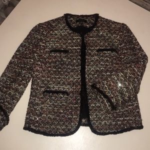 ANN TAYLOR | burgundy tweed blazer